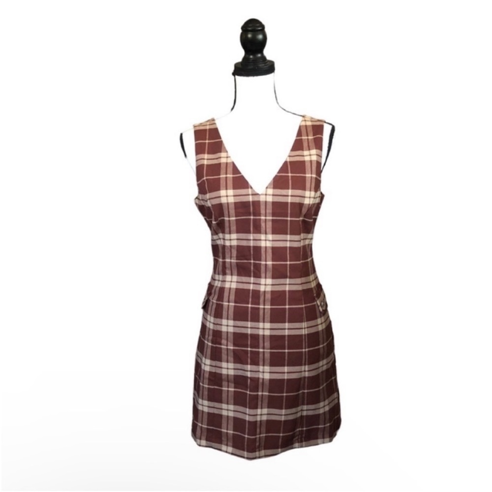 Forever 21 Burgundy and Cream Plaid Mini Dress